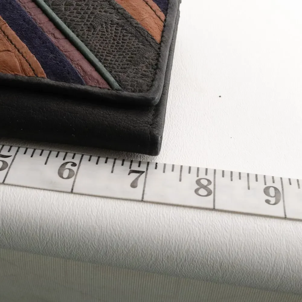 Michael Stevens Leather Wallet Women Trifold Multicolor Striped Clutch ID Cards